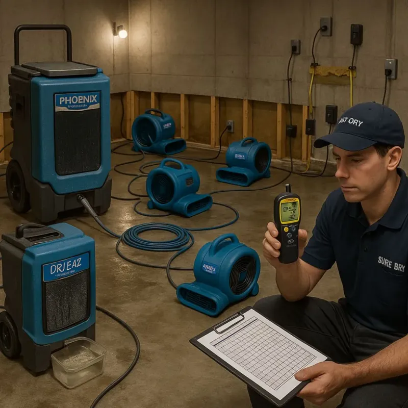 Structural Drying and Dehumidification process in Village of the Branch, NY